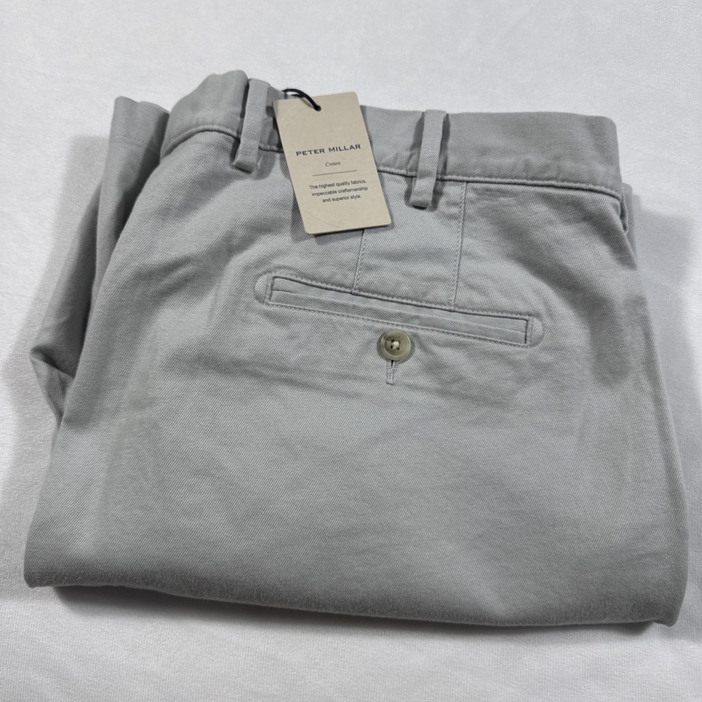 Peter Millar Crown Shorts Mens Size 40 Light Gray Pima Cotton Golf Casual ME0B05